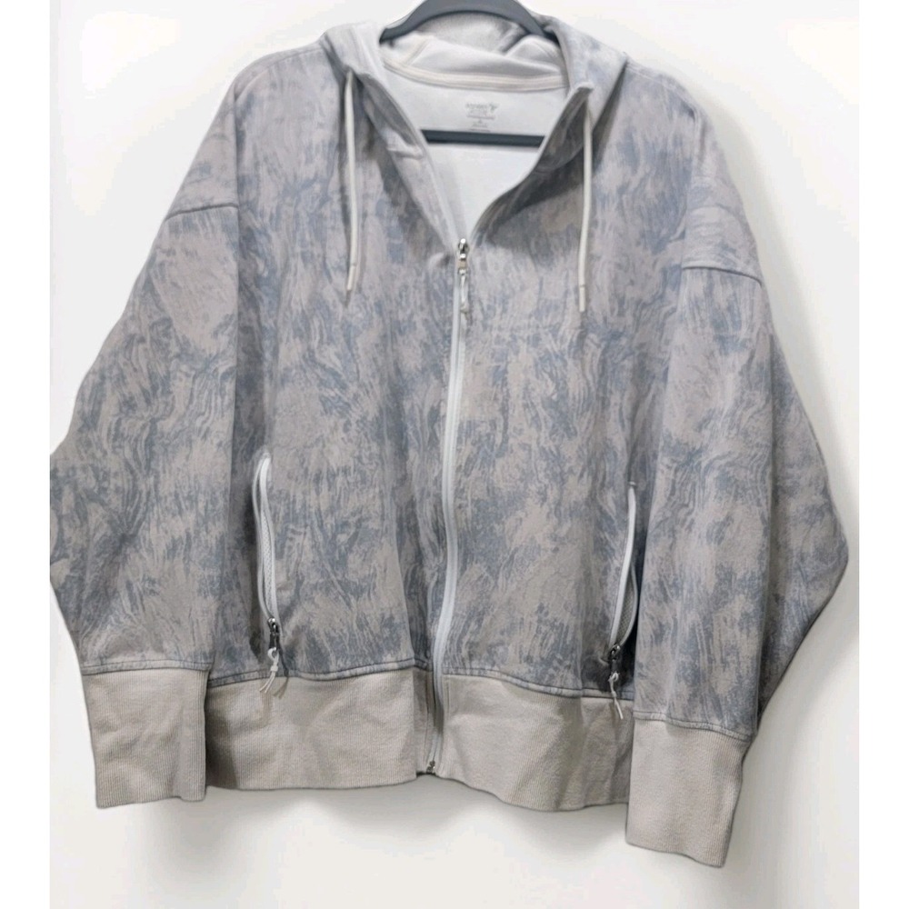 Old Navy Activewear Womens Dynamic Fleece Zip Hoodie Tie Dye Light Gray Size 2XL